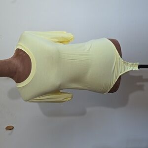 POL Soft Baby Yellow Bodysuit Sz Lg Snap Closure Stretch Full Booty Crew Neck